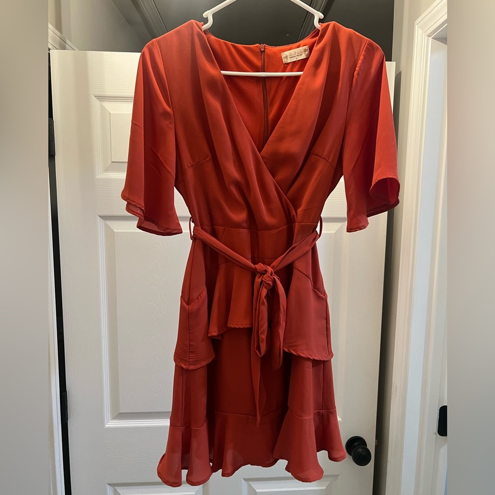 Burnt Orange Tiered Dress